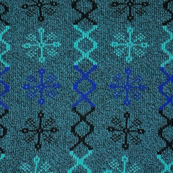 Vintage 70s Royal Knight Chunky Knit Grandpa Crewneck Sweater USA Men’s XL Blue - Picture 6 of 10